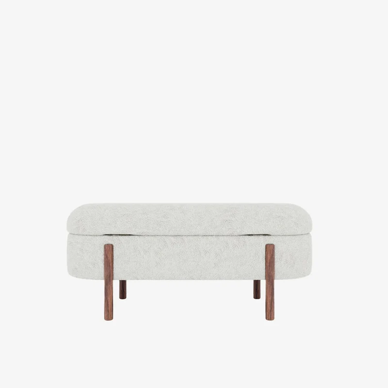 Marianne Banc coffre de rangement en tissu boucl cr me