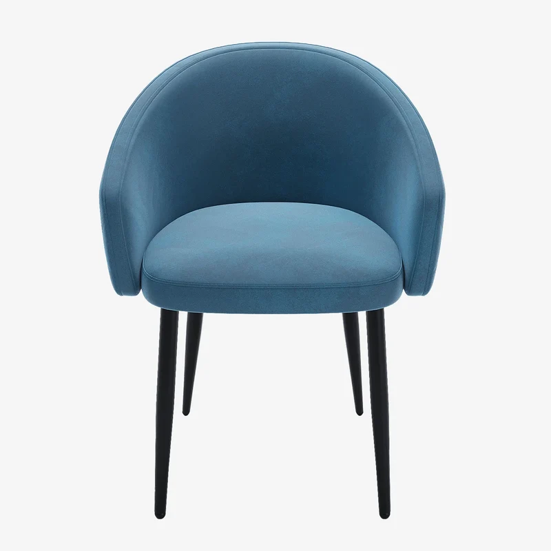 Paire de fauteuils de table design velours bleu Eug nie