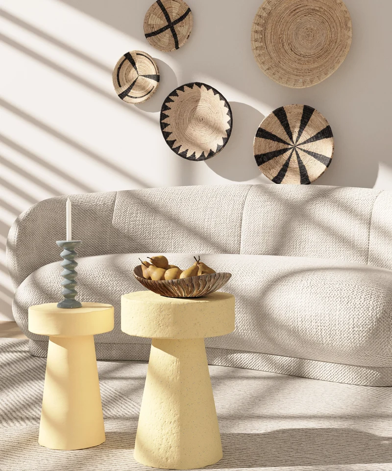 Petite table d appoint ronde design en magn sie cr me An mone