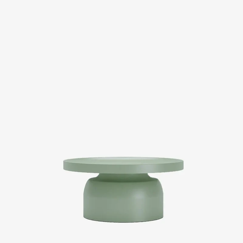 Table basse ronde en métal vert d’eau