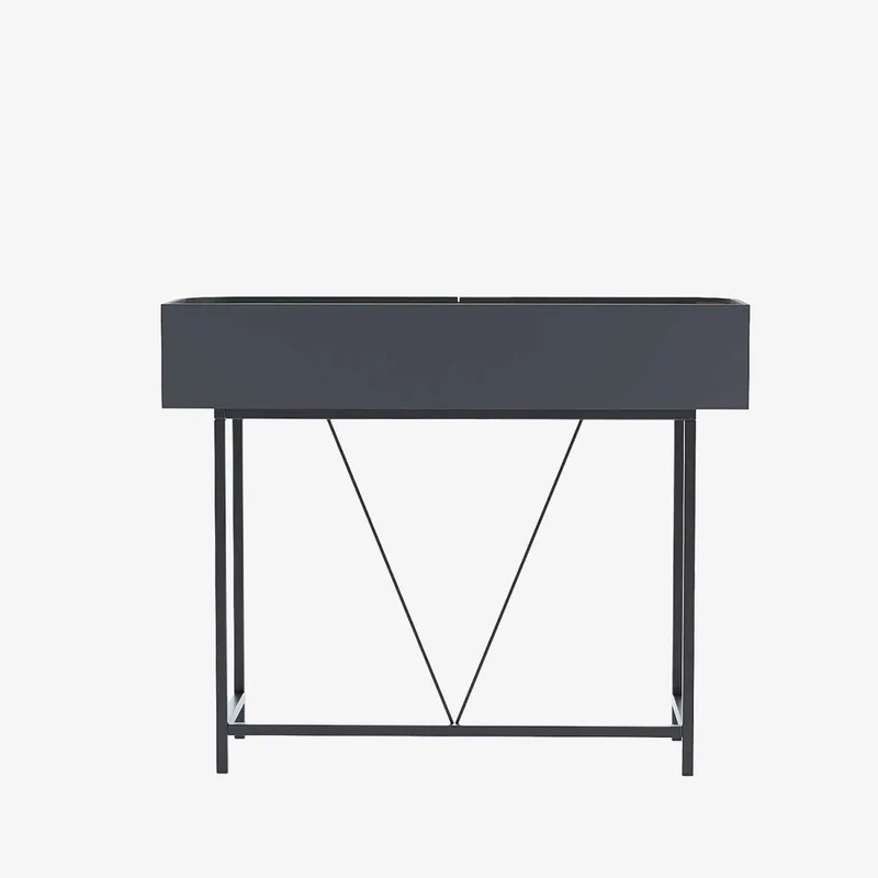Table console noire avec tiroirs rotin tress , Daphn