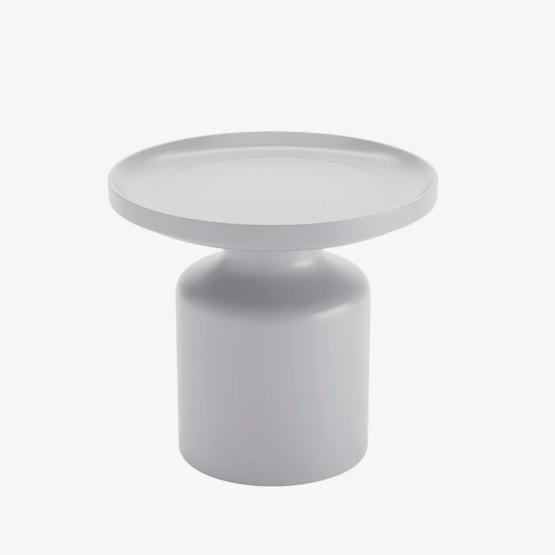 Table d'appoint ronde en métal gris clair