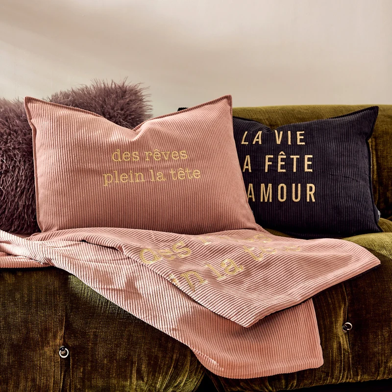 Coussin velours brodé Rêves