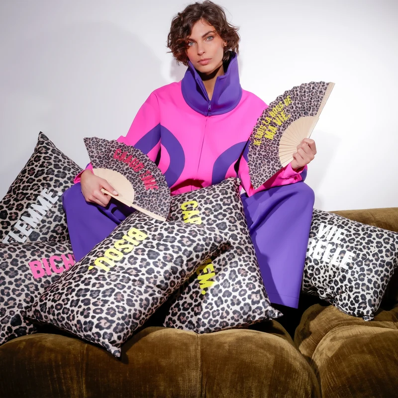 Coussin Velours Léopard Bichette