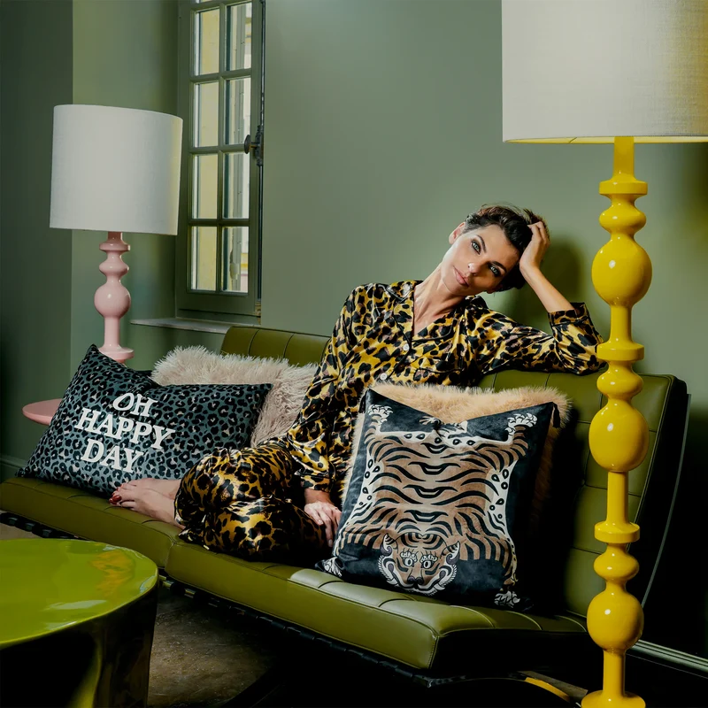 Coussin Velours Léopard Oh Happy Day