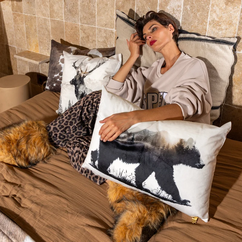 Coussin Velours Ours Sta Maddalena