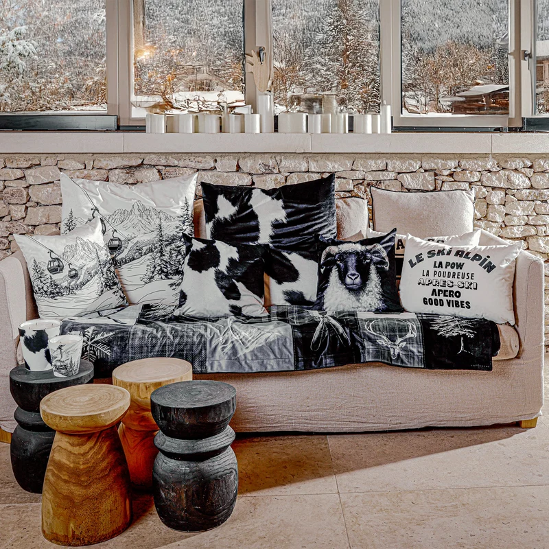 Coussin Velours Peau De Vache Molveno