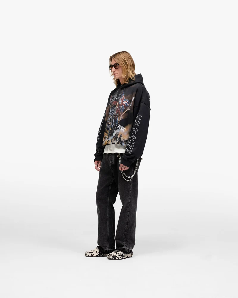 Represent X Iron Maiden Steed Hoodie - Stained Black