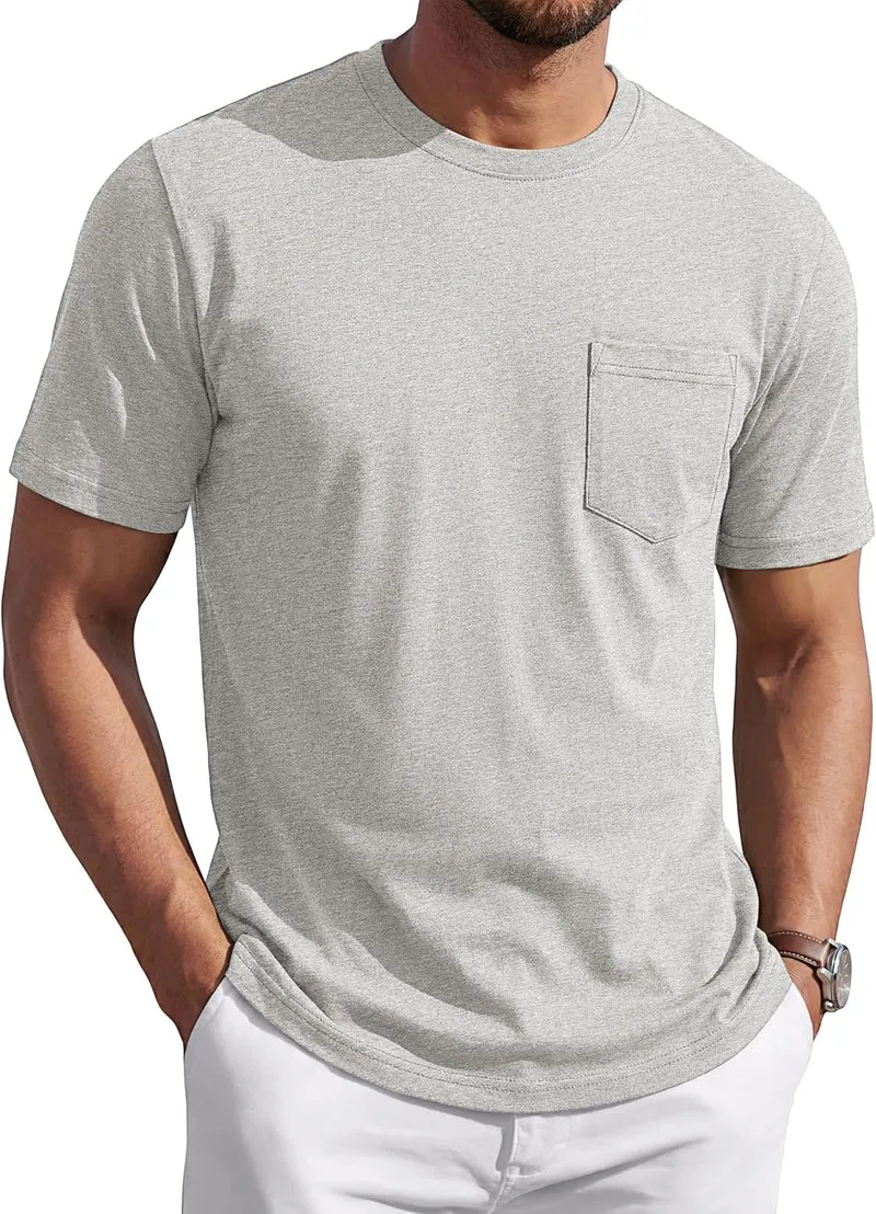 Leonardo T-Shirt Homme – T-Shirt Coton Doux avec Poche, Respirant & Casual Été
