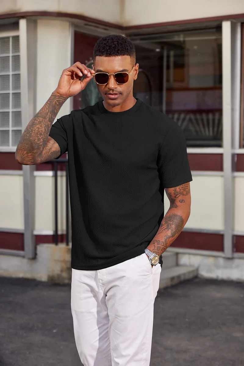 Wilbert T-Shirt Homme – T-Shirt Maille Texturée, Léger & Style Casual Chic