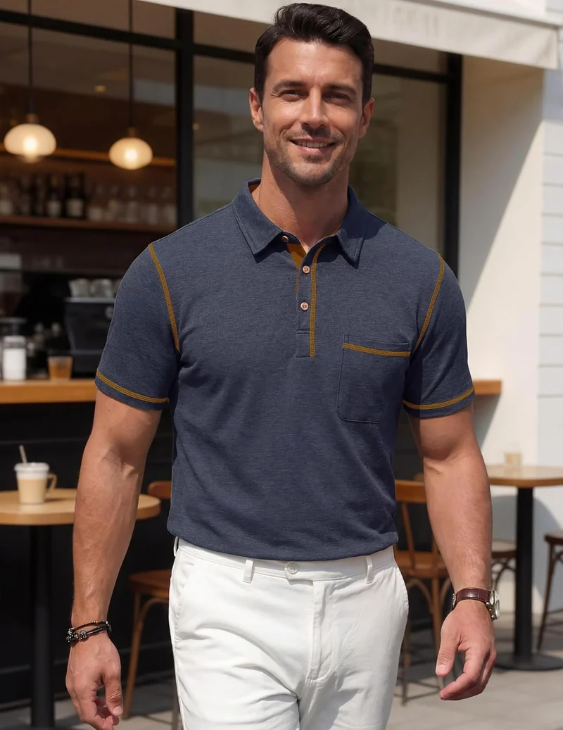 Vianney Polo Homme – Polo Léger Coton, Poche & Style Casual Chic Été