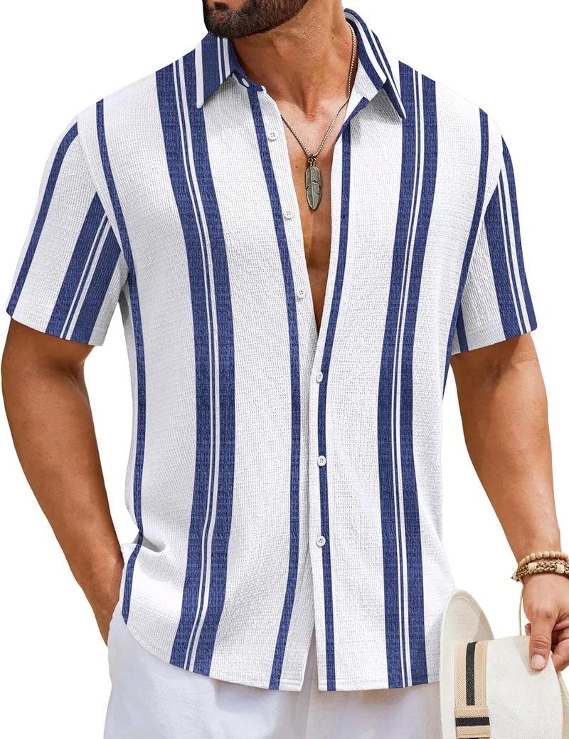 Ben Chemise Homme – Chemise Stretch Slim Fit, Sans Plis & Manches Courtes