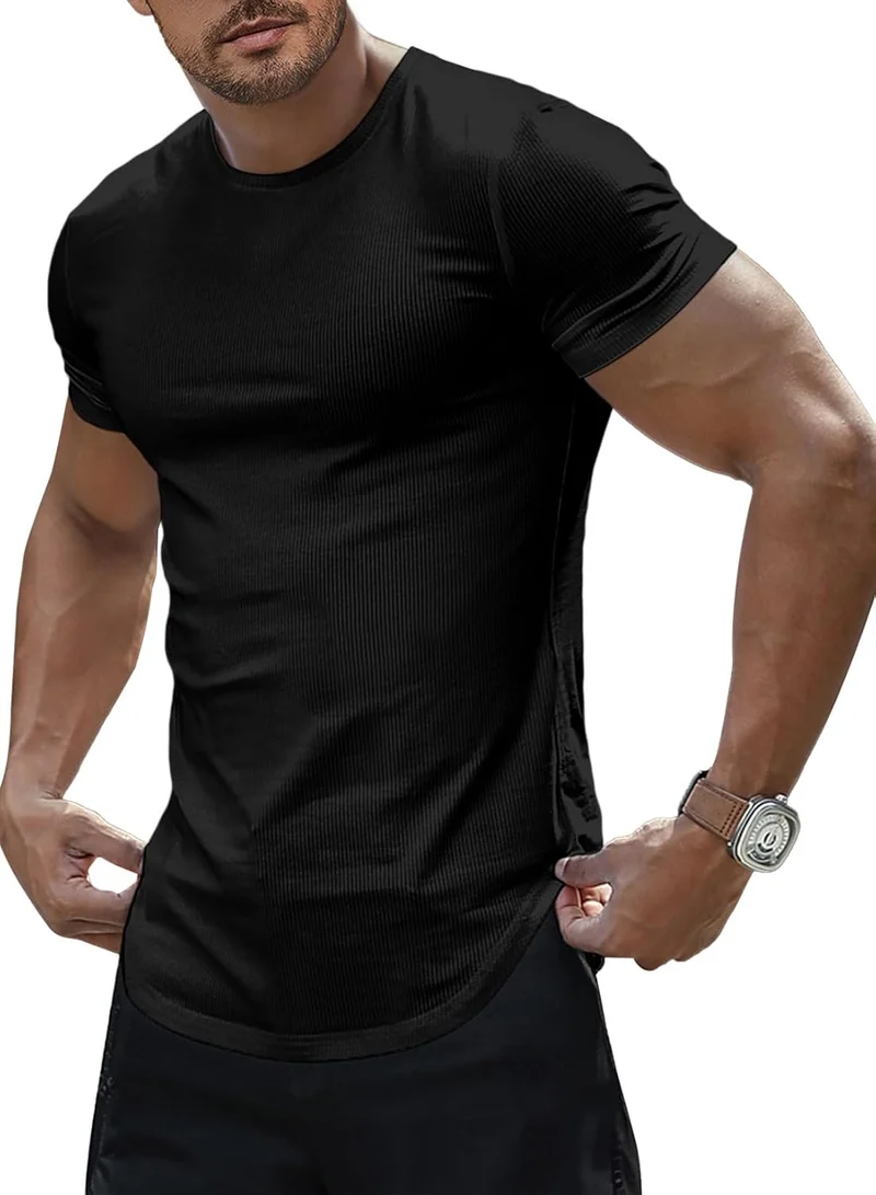 Norman T-Shirt Homme – Tee-Shirt Slim Fit Stretch, Longline & Sport Été