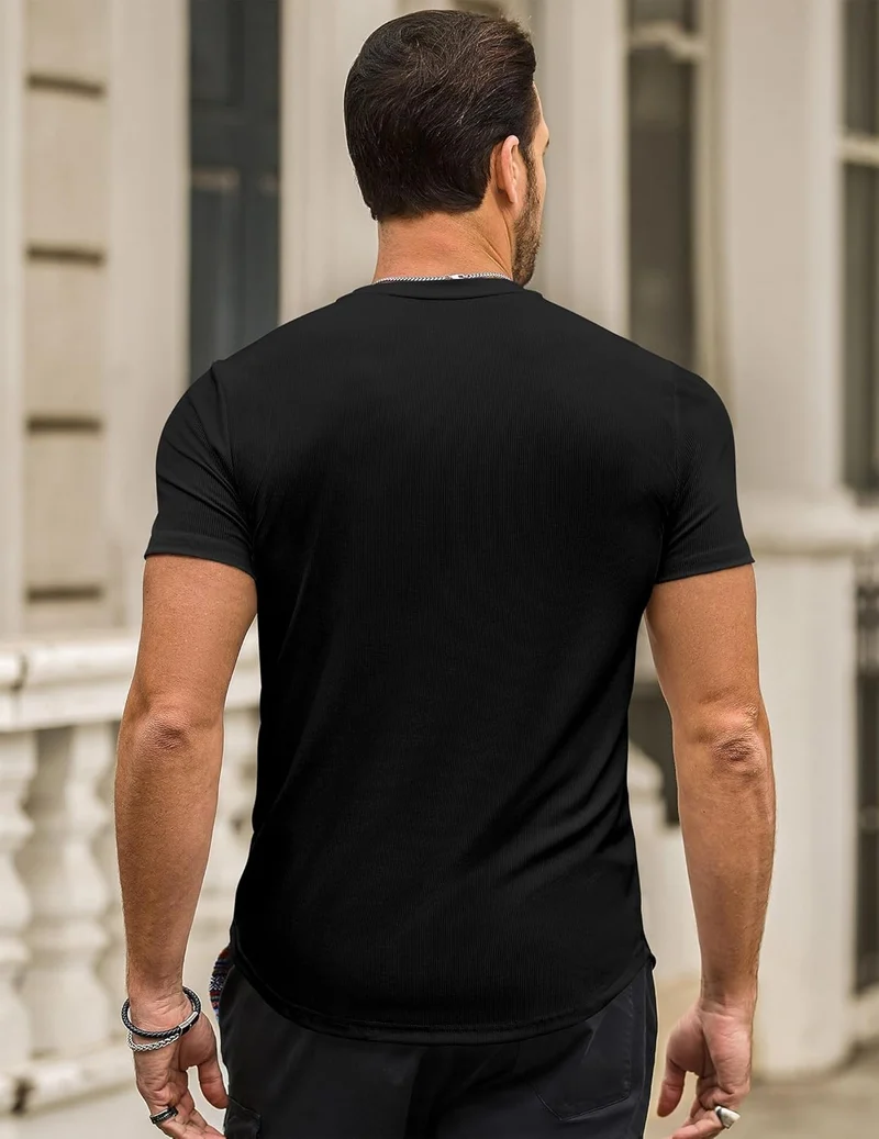 Norman T-Shirt Homme – Tee-Shirt Slim Fit Stretch, Longline & Sport Été