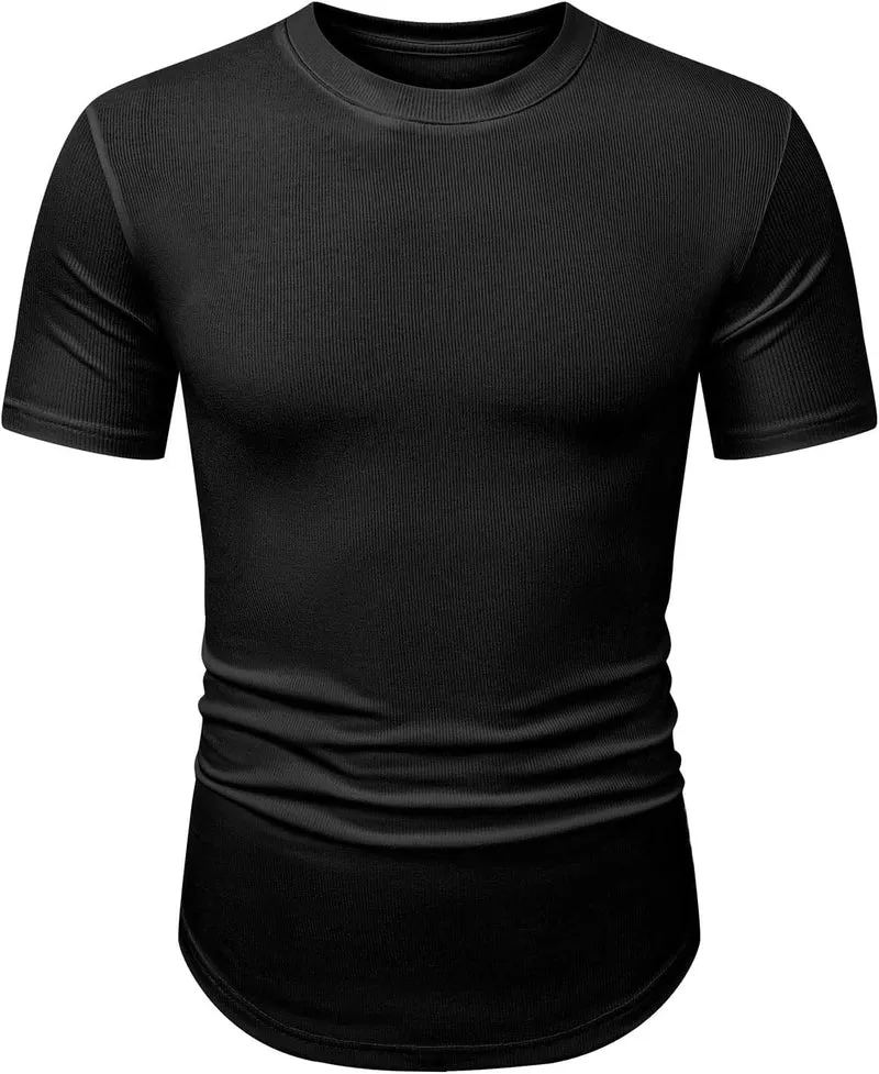 Norman T-Shirt Homme – Tee-Shirt Slim Fit Stretch, Longline & Sport Été