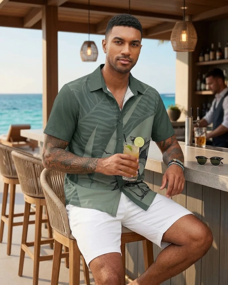 Carlos Chemise Hawaïenne Homme – Chemise Tropicale Été, Légère & Séchage Rapide