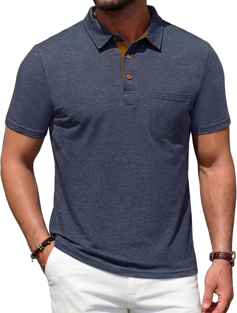Leonel Polo Homme – Polo Coton Léger, Poche & Style Casual Chic Été