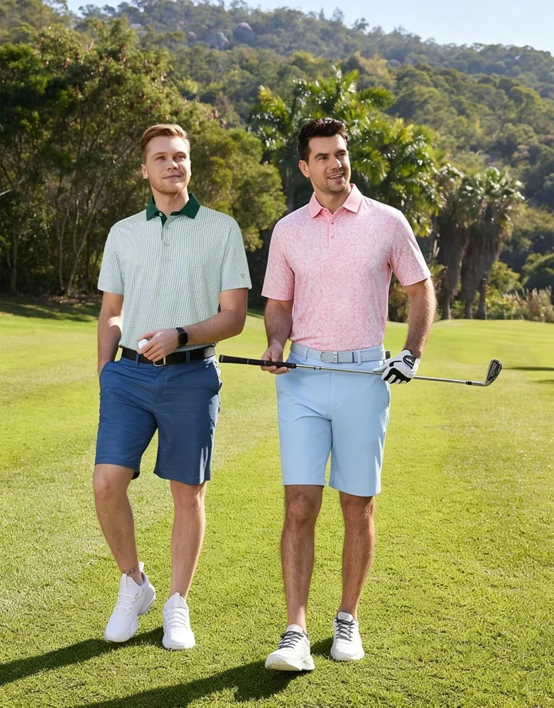 Victor Polo Homme – Polo Golf Imprimé, Respirant UPF30+ & Séchage Rapide