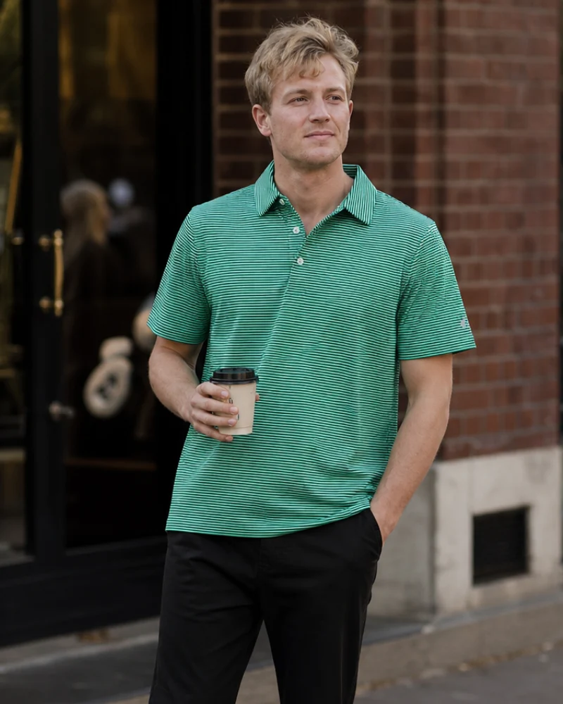 Thomas Polo Homme – Polo Golf Rayé, Séchage Rapide & Stretch UPF30+