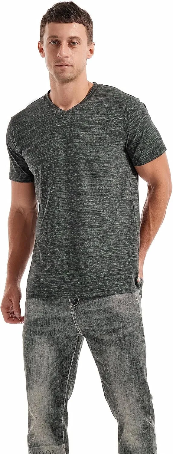 Ethan T-Shirt Homme – Tee-Shirt Col V Coton Stretch, Coupe Ajustée & Style Casual