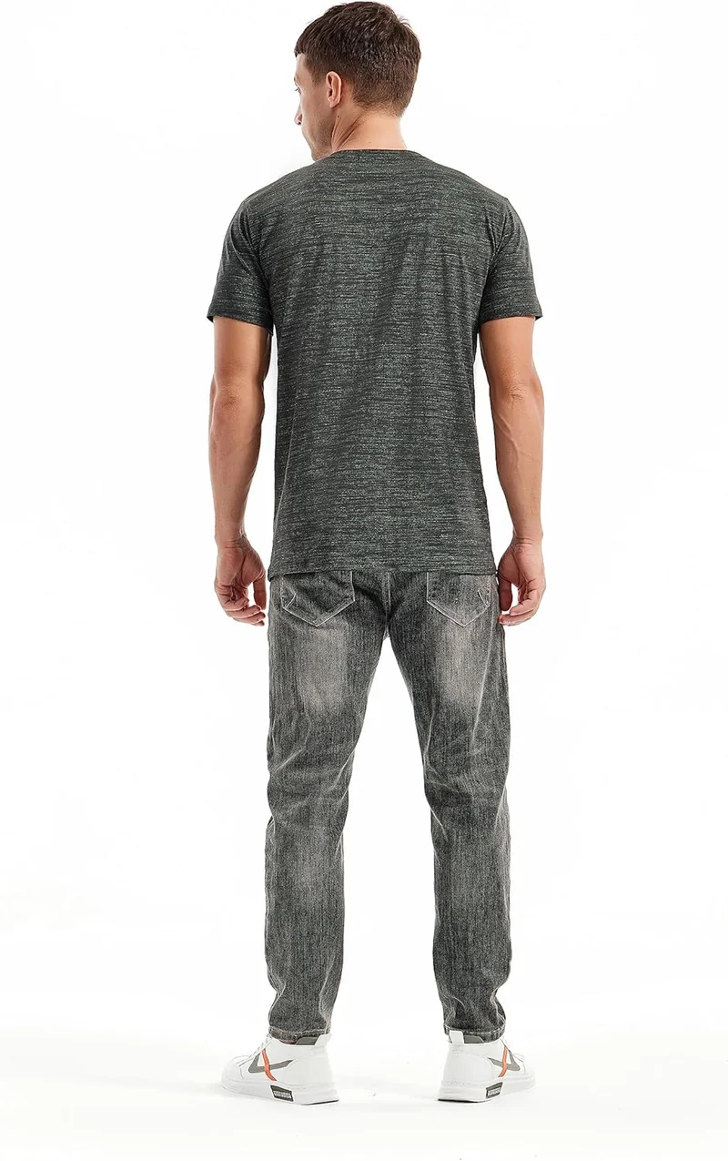 Ethan T-Shirt Homme – Tee-Shirt Col V Coton Stretch, Coupe Ajustée & Style Casual