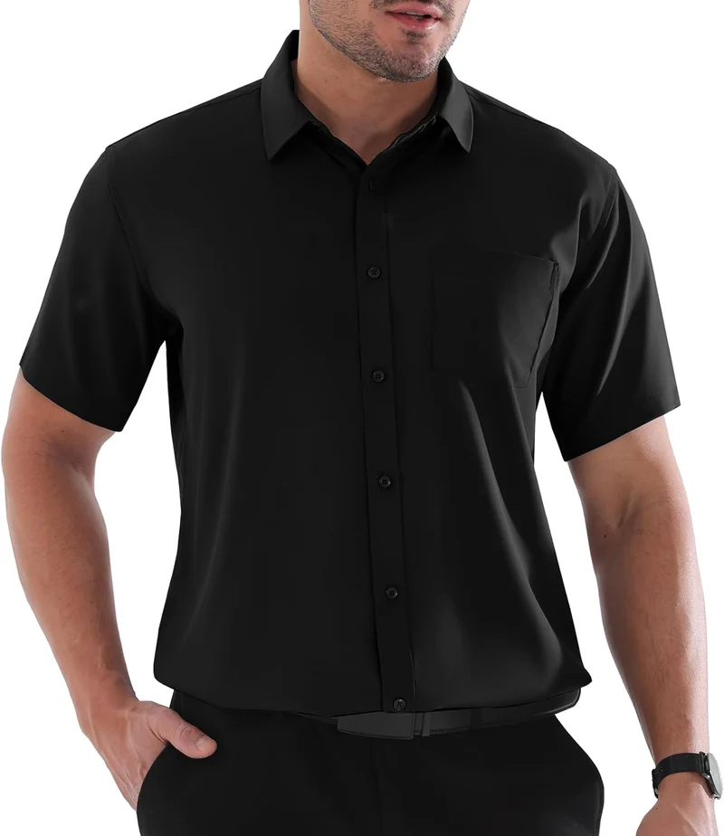 Marc Chemise Homme Grande Taille – Chemise Stretch Manches Courtes Business Casual