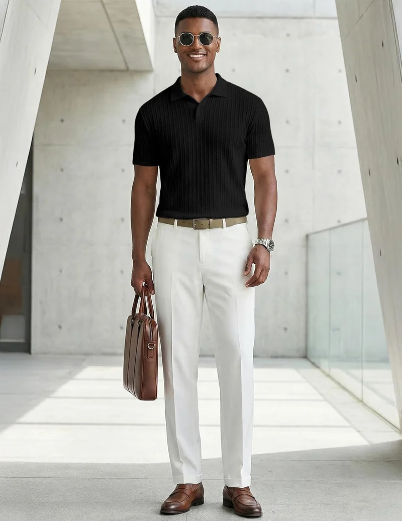 Matteo Polo Homme – Polo Maille Stretch, Style Old Money & Casual Été