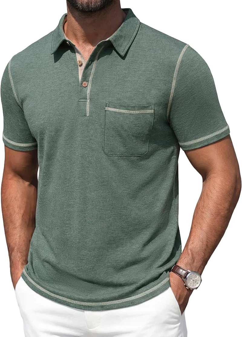 Arthur Polo Homme – Polo Coton Léger Manches Courtes, Poche & Style Casual Chic