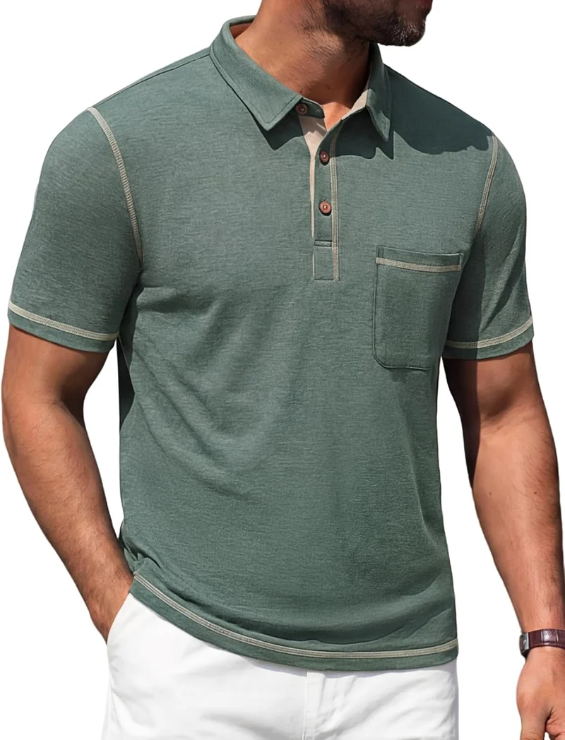 Arthur Polo Homme – Polo Coton Léger Manches Courtes, Poche & Style Casual Chic