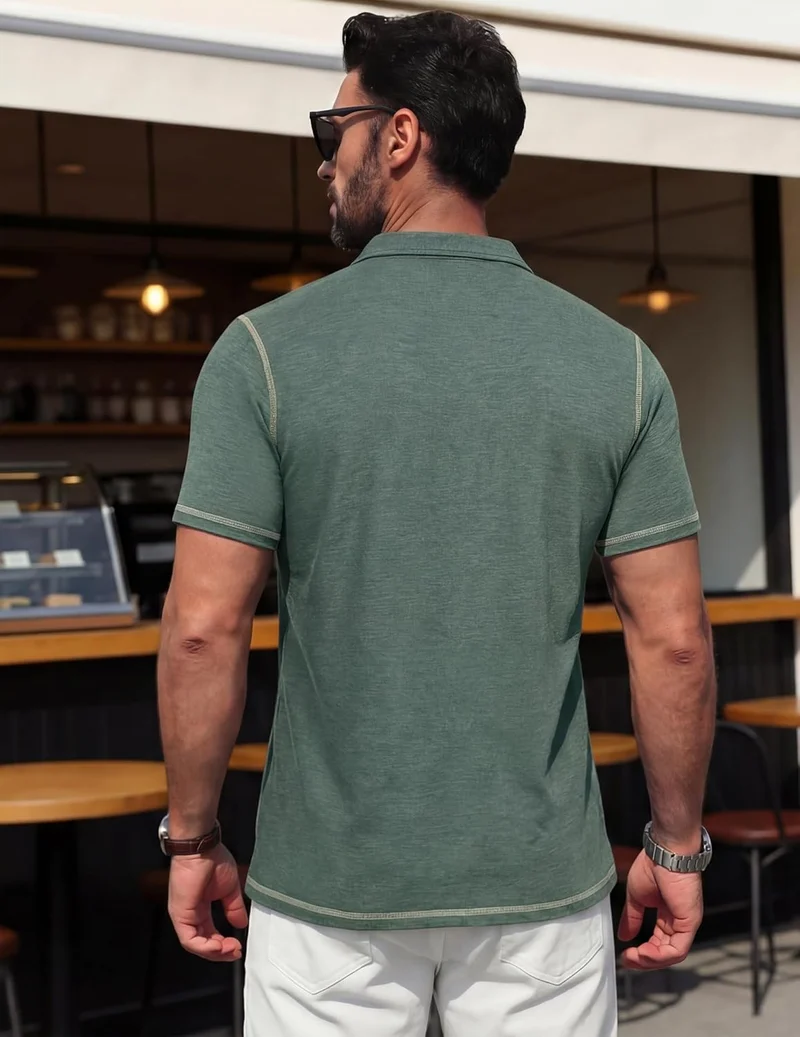 Arthur Polo Homme – Polo Coton Léger Manches Courtes, Poche & Style Casual Chic