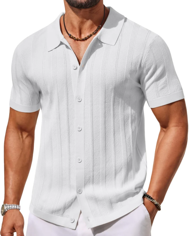 Alex Polo Homme – Chemise Maille Manches Courtes, Style Casual & Respirant Été