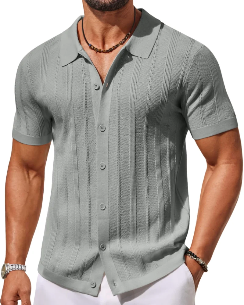 Alex Polo Homme – Chemise Maille Manches Courtes, Style Casual & Respirant Été