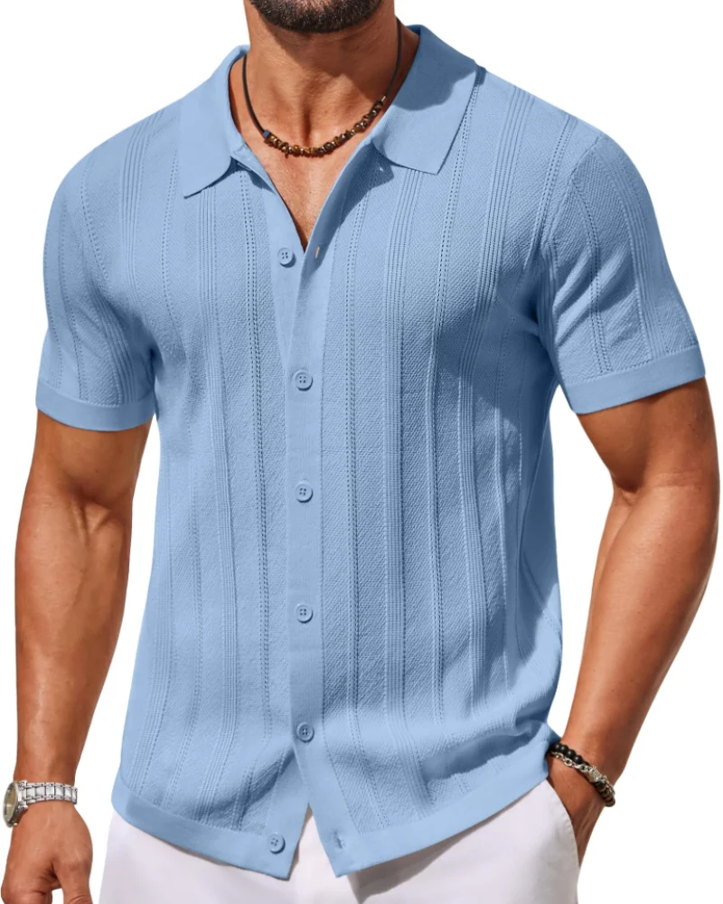 Alex Polo Homme – Chemise Maille Manches Courtes, Style Casual & Respirant Été