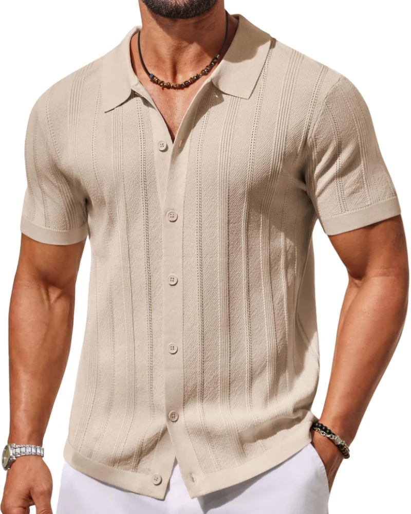 Alex Polo Homme – Chemise Maille Manches Courtes, Style Casual & Respirant Été