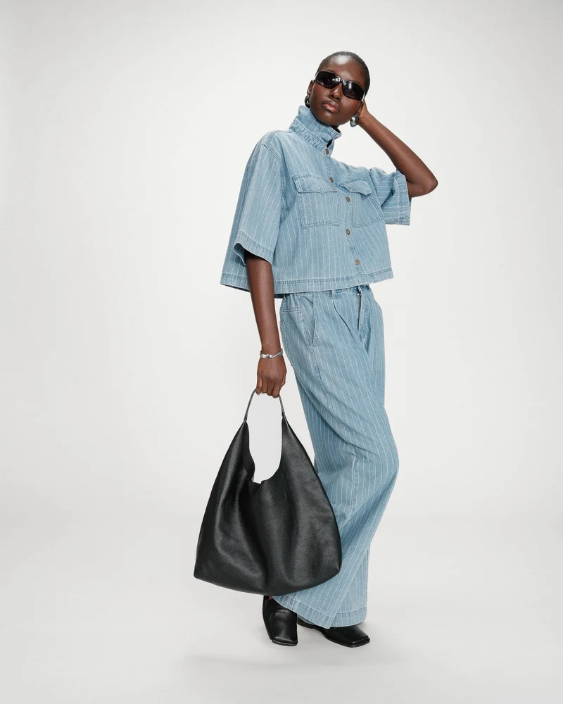 Chemise en jean courte oversize stripedblue Vita