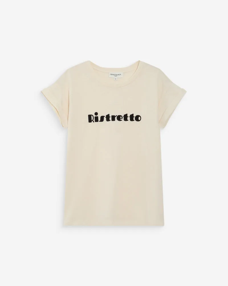 T-shirt en coton à message imprimé chocolat Vico