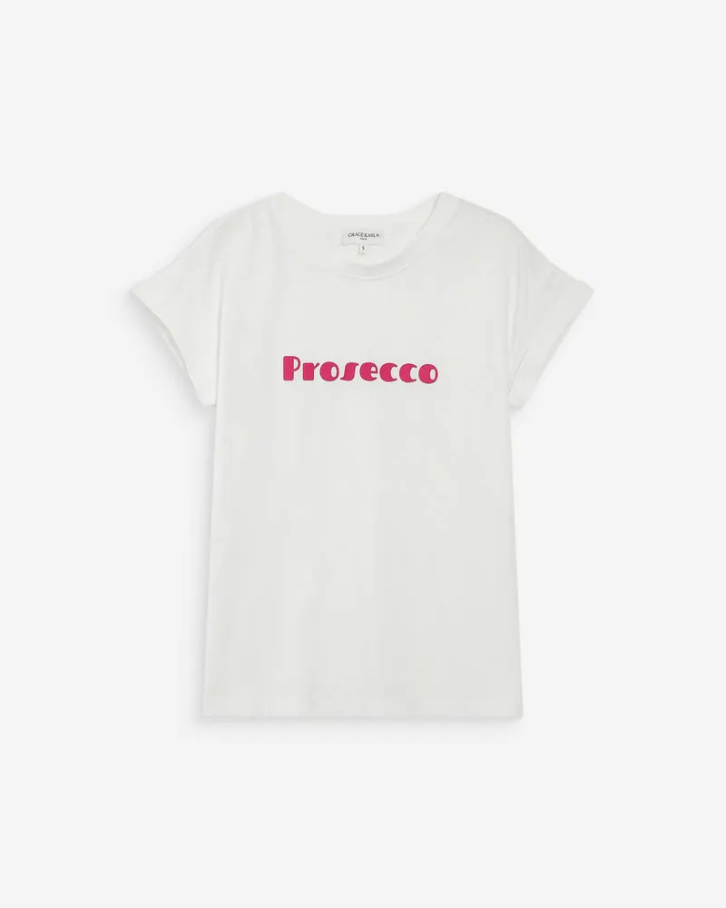 T-shirt en coton à message imprimé fuchsia Vico