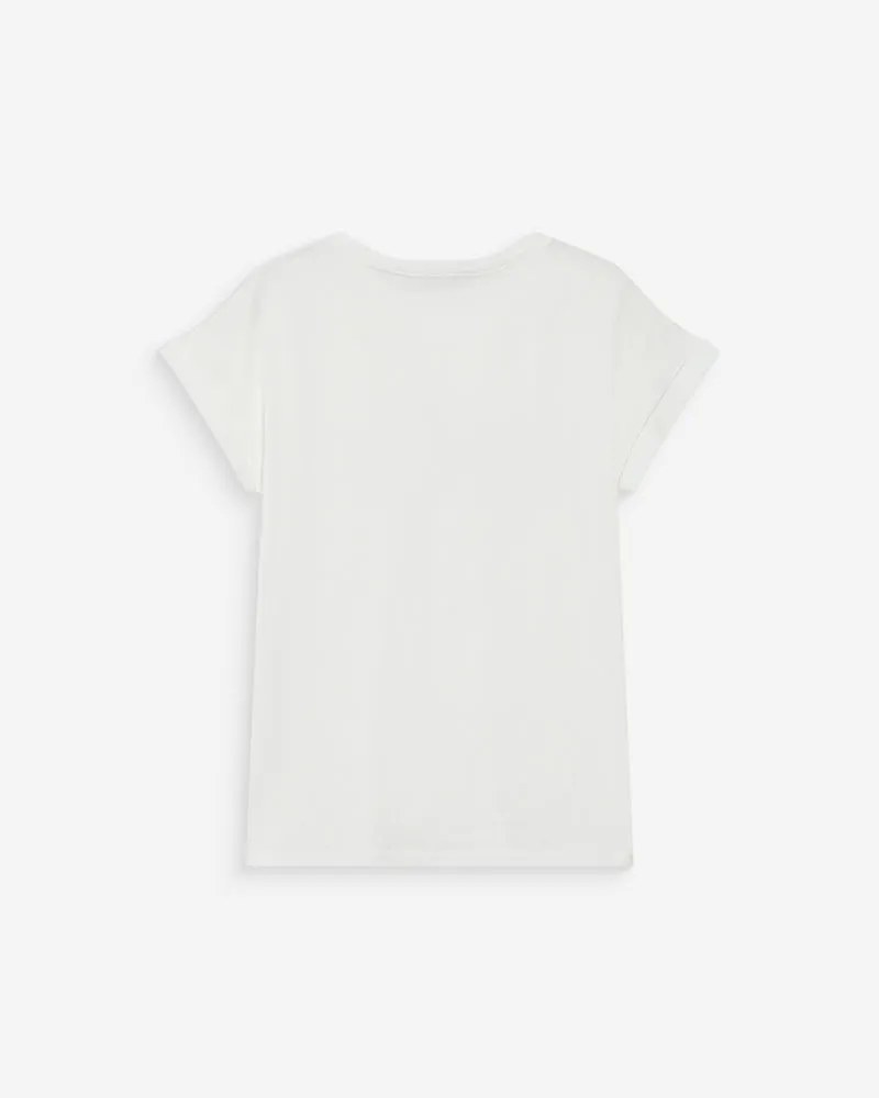 T-shirt en coton à message imprimé fuchsia Vico