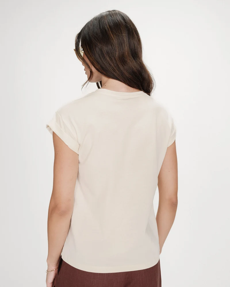 T-shirt en coton à message imprimé mocha Vico