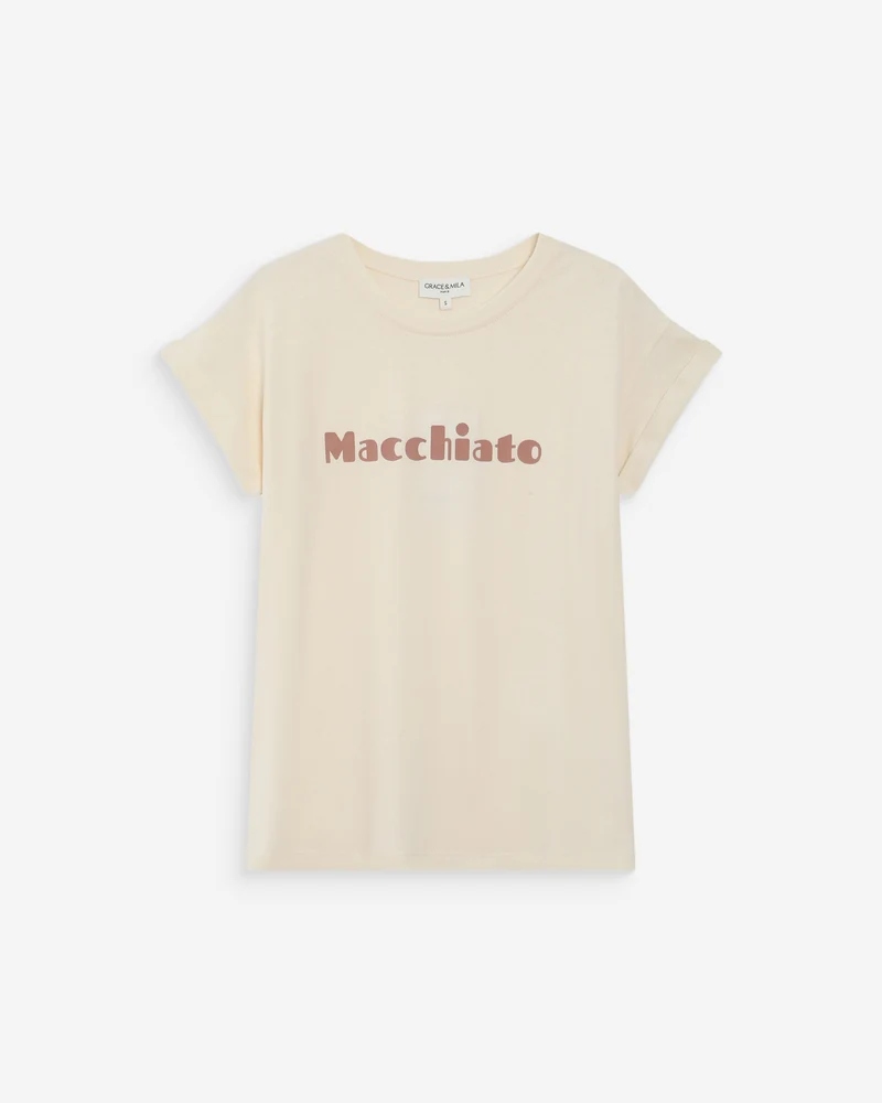T-shirt en coton à message imprimé mocha Vico