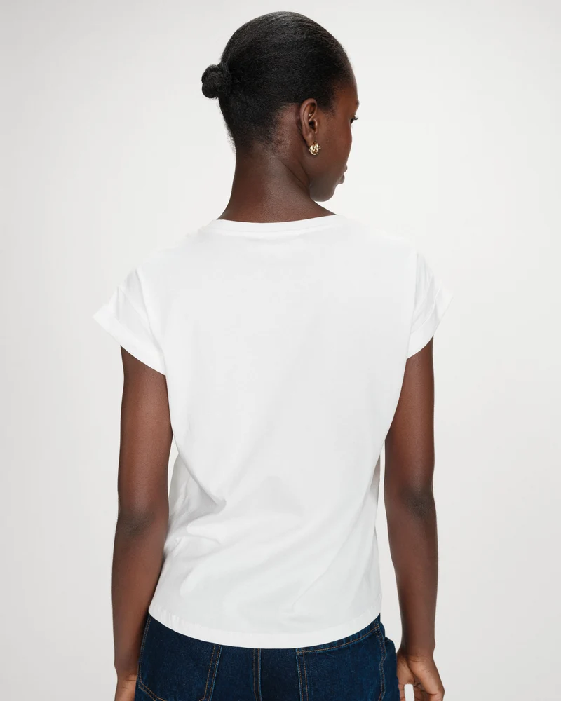 T-shirt en coton à message imprimé rouge Vico