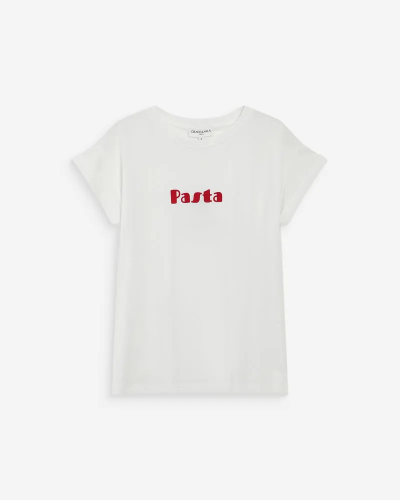 T-shirt en coton à message imprimé rouge Vico