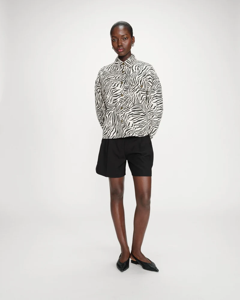 Veste chemise oversize en coton imprimé zebre Vana