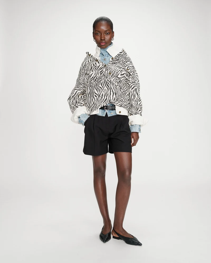 Veste chemise oversize en coton imprimé zebre Vana