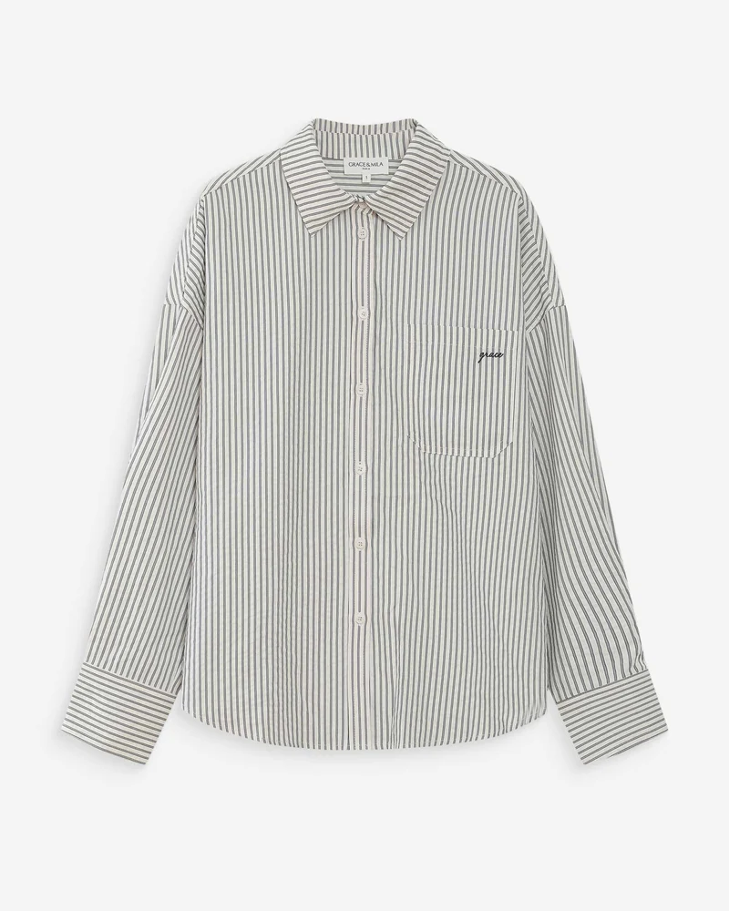 Chemise oversize rayée en coton marine Vipera
