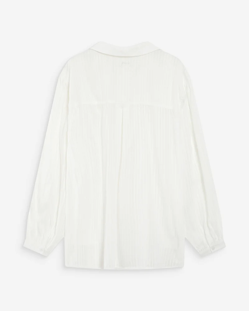 Chemise oversize en coton manches bouffantes ivoire Vibes