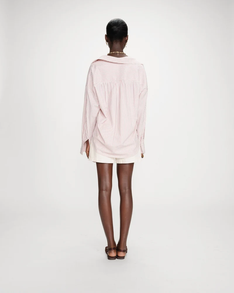 Chemise oversize rayée en coton pivoine Vipera
