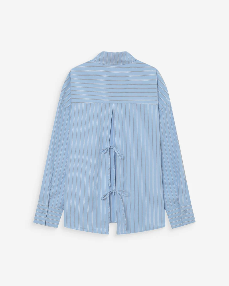 Chemise oversize rayée à nouer dans le dos bleuet Valerie