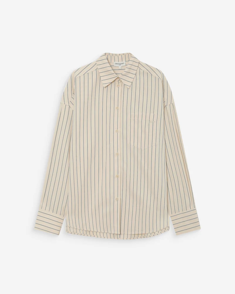 Chemise oversize rayée à nouer dans le dos vanille Valerie