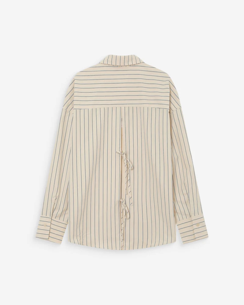 Chemise oversize rayée à nouer dans le dos vanille Valerie